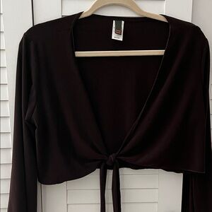 Elegant Brown Tie-Front Women's Bolero jacket.